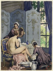 Ilustrace k pamětem Casanovy (barevná litografie) od Jules Marie Auguste Leroux