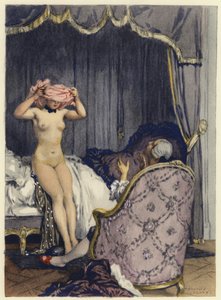 Ilustrace k pamětem Casanovy (barevná litografie) od Jules Marie Auguste Leroux