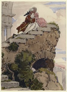 Ilustrace k pamětem Casanovy (barevná litografie) od Jules Marie Auguste Leroux