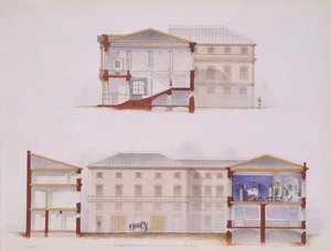 Palác Stroganov v Petrohradě. Plán fasády a řezu, 1865 od Jules Mayblum