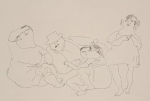 Rodina, kolem 1923-25 (litho) od Jules Pascin