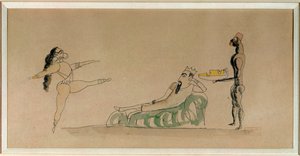 Herodes, Salome a hlava svatého Jana Křtitele (akvarel) od Jules Pascin