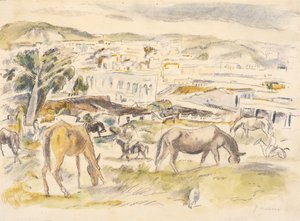 Koně v krajině (wc na papíře) od Jules Pascin