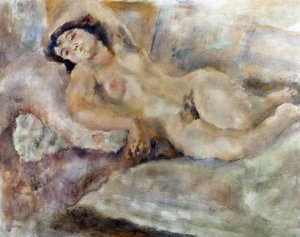 Manolita Rozšířená nahá žena. Obraz Julese Pascina (1885-1930) 1929 Paříž. Městské muzeum moderního umění