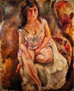 Sedící polonahá od Jules Pascin