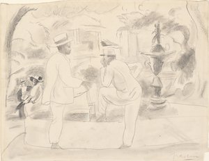 Dva muži v parku od Jules Pascin