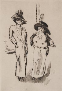 Dvě ženy na plese, kolem roku 1910 (lept) od Jules Pascin