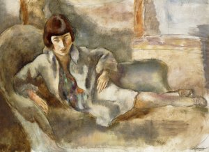 Žena na gauči; La Dame au Canape, kolem roku 1927 od Jules Pascin