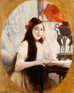 Portrét mladé dívky u stolu, 1904 od Jules Verdier