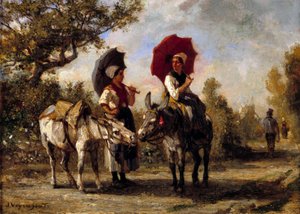 La promenade a osel Obraz Julese Veyrassata (1828-1893) 19. století Soukromá sbírka