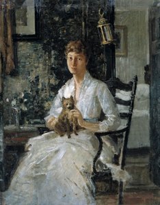 Portrét dámy se psem Anna Baker Weir, ca. 1890.