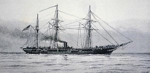 Americká válečná šalupa "Kearsage" federálního námořnictva (rytina) od Julian Oliver (after) Davidson