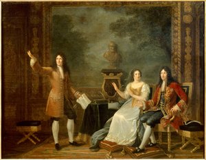 Jean Racine (1639-1699) četl „“Athalie““ před Ludvíkem XIV. (1638-1715) a Francoise d