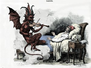 Sen skladatele Giuseppe Tartiniho (1692-1770): ve své „Sonatě des trilles du Diable“ (Sonáta pro housle g moll) skladatel sní, že za cenu své duše uzavře smlouvu s ďáblem, svěřuje ho s jeho houslemi a čert hraje