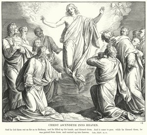 Kristus vystupuje do nebe (rytina) od Julius (after) Schnorr von Carolsfeld