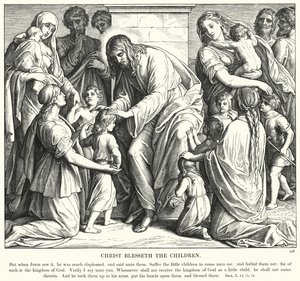 Kristus žehná dětem (rytina) od Julius (after) Schnorr von Carolsfeld