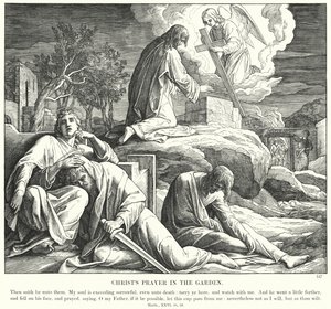 Kristova modlitba v zahradě (rytina) od Julius (after) Schnorr von Carolsfeld