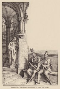 Criemhilda a její rytíři v nepohodě od Hagena a Volkera (rytina) od Julius (after) Schnorr von Carolsfeld