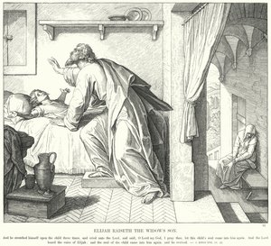 Elijah Raiseth vdovský syn (rytina) od Julius (after) Schnorr von Carolsfeld