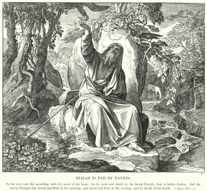 Eliáš je krmen havrany (rytina) od Julius (after) Schnorr von Carolsfeld