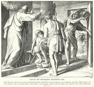 Job ve svém smutku velebí Boha (rytina) od Julius (after) Schnorr von Carolsfeld