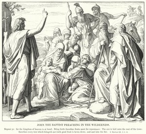 Jan Křtitel Kázání v poušti (rytina) od Julius (after) Schnorr von Carolsfeld