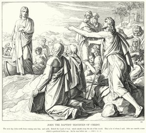 Jan Křtitel svědčí o Kristu (rytina) od Julius (after) Schnorr von Carolsfeld