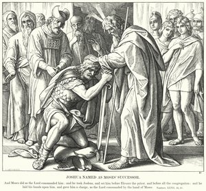 Joshua jmenován jako Mojžíšův nástupce (rytina) od Julius (after) Schnorr von Carolsfeld