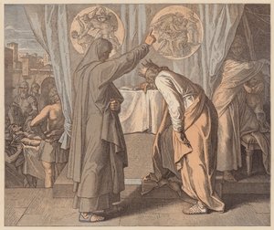 Nátan a David, 2 Samuelova, XII, 7 (kolorovaná rytina) od Julius (after) Schnorr von Carolsfeld
