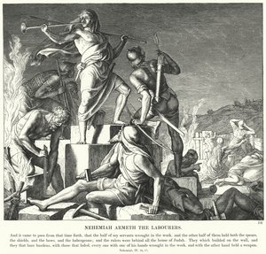 Nehemiah Armeth the Laborers (rytina) od Julius (after) Schnorr von Carolsfeld