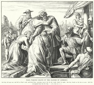 Pavel se rozchází se staršími z Efezu (rytina) od Julius (after) Schnorr von Carolsfeld