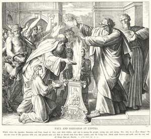Pavel a Barnabáš v Lystře (rytina) od Julius (after) Schnorr von Carolsfeld