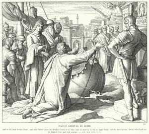 Pavlův příjezd do Říma (rytina) od Julius (after) Schnorr von Carolsfeld