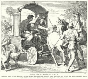 Filip a etiopský eunuch (rytina) od Julius (after) Schnorr von Carolsfeld