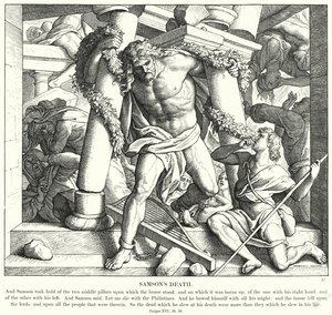 Samsonova smrt (rytina) od Julius (after) Schnorr von Carolsfeld