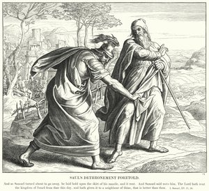 Předpovězeno Saulovo sesazení z trůnu (rytina) od Julius (after) Schnorr von Carolsfeld