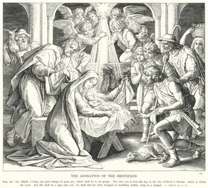 Klanění pastýřů (rytina) od Julius (after) Schnorr von Carolsfeld