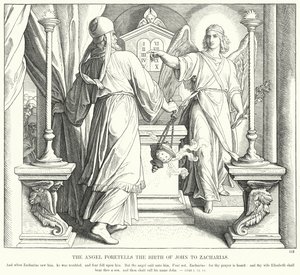 Anděl předpovídá narození Jana Zachariášovi (rytina) od Julius (after) Schnorr von Carolsfeld