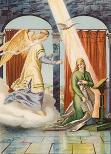 Zvěstování (barevná litografie) od Julius (after) Schnorr von Carolsfeld