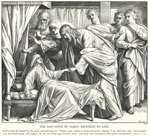The Daughter of Jairus Restored to Life (rytina) od Julius (after) Schnorr von Carolsfeld