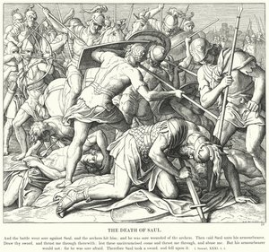 Saulova smrt (rytina) od Julius (after) Schnorr von Carolsfeld