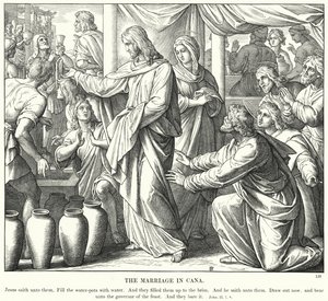 Manželství v Káně (rytina) od Julius (after) Schnorr von Carolsfeld