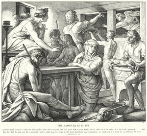 Pesach v Egyptě (rytina) od Julius (after) Schnorr von Carolsfeld