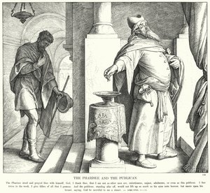 Farizeus a publikán (rytina) od Julius (after) Schnorr von Carolsfeld