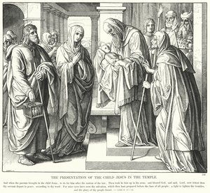 Představení dítěte Ježíše v chrámu (rytina) od Julius (after) Schnorr von Carolsfeld