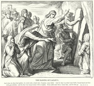 Vzkříšení Lazara (rytina) od Julius (after) Schnorr von Carolsfeld