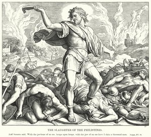 The Slaughter of the Philistines (rytina) od Julius (after) Schnorr von Carolsfeld