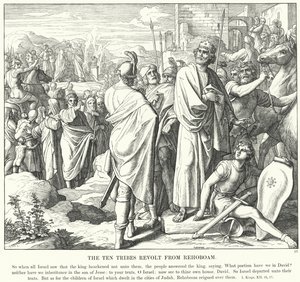 Vzpoura deseti kmenů z Rechoboáma (rytina) od Julius (after) Schnorr von Carolsfeld