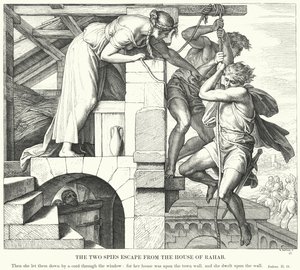 Útěk dvou špiónů z domu Rahab (rytina) od Julius (after) Schnorr von Carolsfeld