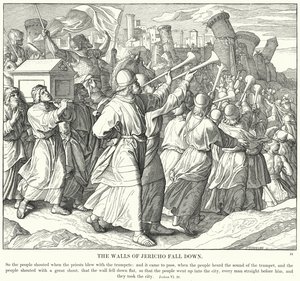The Walls of Jericho Fall Down (rytina) od Julius (after) Schnorr von Carolsfeld